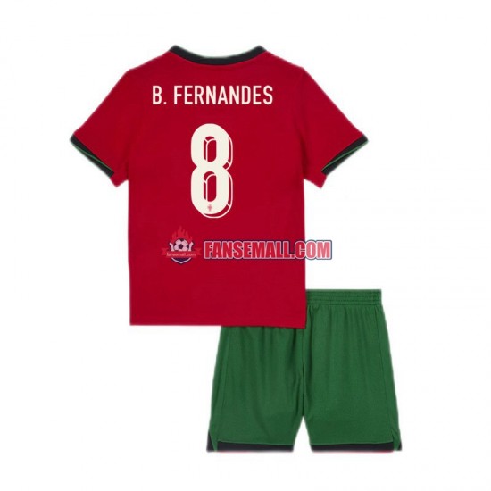 Matchtröjor Portugal Bruno Fernandes 8 Euro 2024 Kortärmad till Barn (1:a ställ)