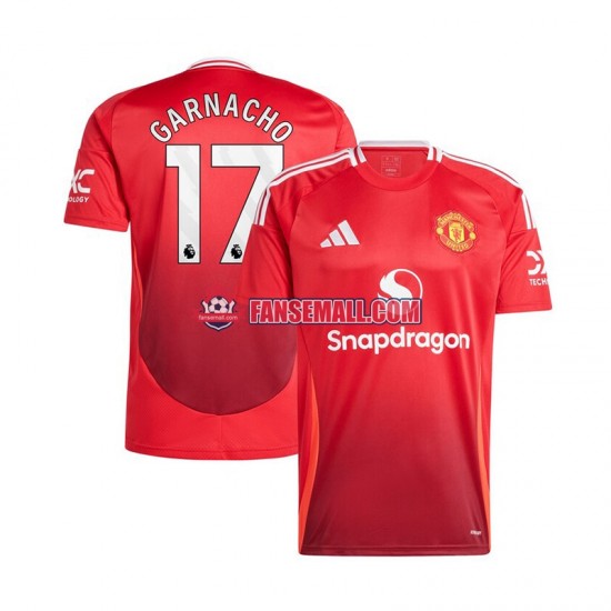 Röd Matchtröjor Manchester United Alejandro Garnacho 17 2024-2025 Kortärmad till Herr (1:a ställ)