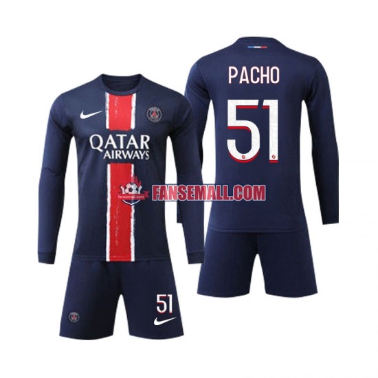 Matchtröjor Paris Saint-Germain Pacho 51 2024-2025 Långärmad till Barn (1:a ställ)