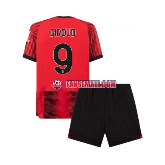 Matchtröjor AC Milan Olivier Giroud 9 2023-2024 Kortärmad till Barn (1:a ställ)