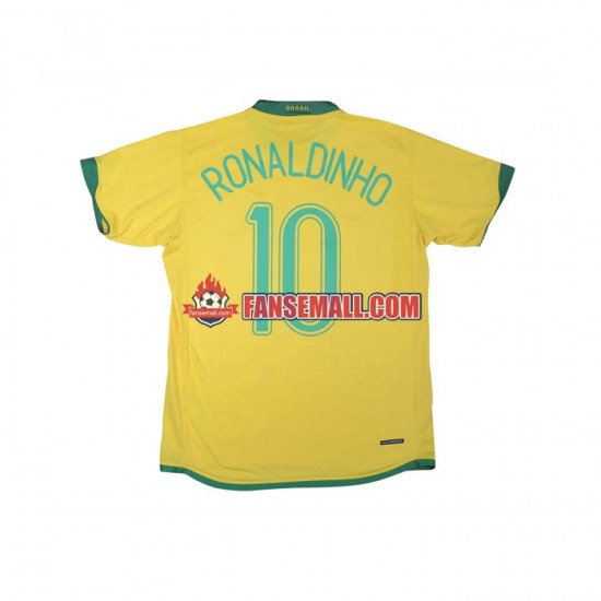 Matchtröjor Brasilien RONALDINHO 10 Retro 2006 Kortärmad till Herr (1:a ställ)