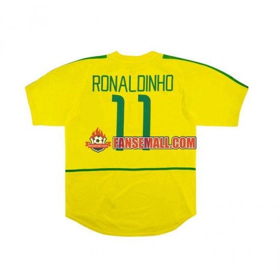 Matchtröjor Brasilien RONALDINHO 11 Retro 2002 Kortärmad till Herr (1:a ställ)