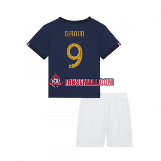 Matchtröjor Frankrike Olivier Giroud 9 World Cup 2022 Kortärmad till Barn (1:a ställ)