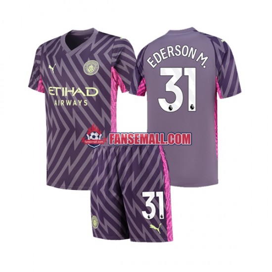 Matchtröjor Manchester City Målvaktströja Ederson Moraes 31 2023-2024 Kortärmad till Barn (2:a ställ)