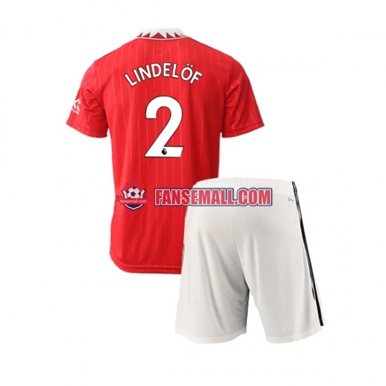 Matchtröjor Manchester United Victor Lindelof 2 2022-2023 Kortärmad till Barn (1:a ställ)