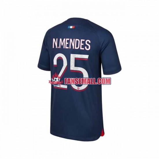 Matchtröjor Paris Saint-Germain N.Mendes 25 2023-2024 Kortärmad till Herr (1:a ställ)