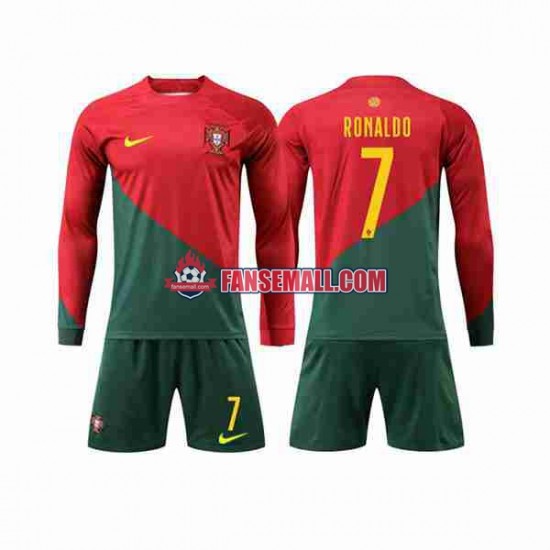 Matchtröjor Portugal Ronaldo 7 World Cup 2022 Långärmad till Barn (1:a ställ)