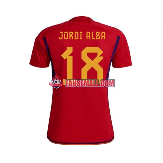 Matchtröjor Spanien JORDI ALBA 18 World Cup 2022 Kortärmad till Herr (1:a ställ)