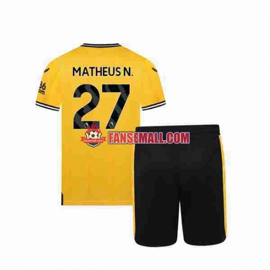 Matchtröjor Wolverhampton Wanderers Matheus Nunes 27 2023-2024 Kortärmad till Barn (1:a ställ)