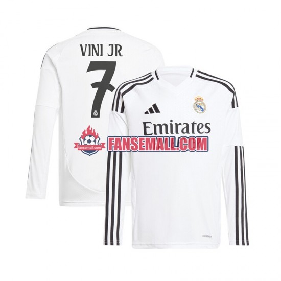 Vit Matchtröjor Real Madrid Vinicius Junior 7 2024-2025 Långärmad till Herr (1:a ställ)