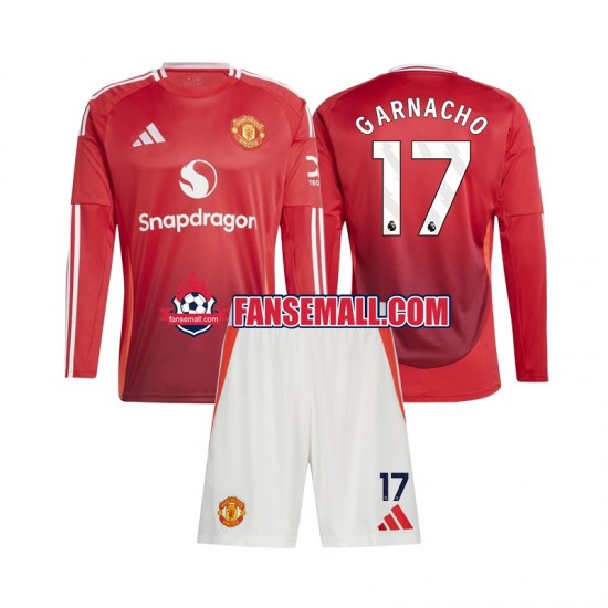 Matchtröjor Manchester United Alejandro Garnacho 17 2024-2025 Långärmad till Barn (1:a ställ)